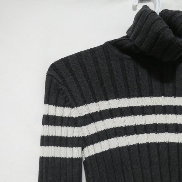 DKNY ACTIVE | medium | Striped Ribbed Turtleneck Long Sleeve Sweater - Picture 3 of 14